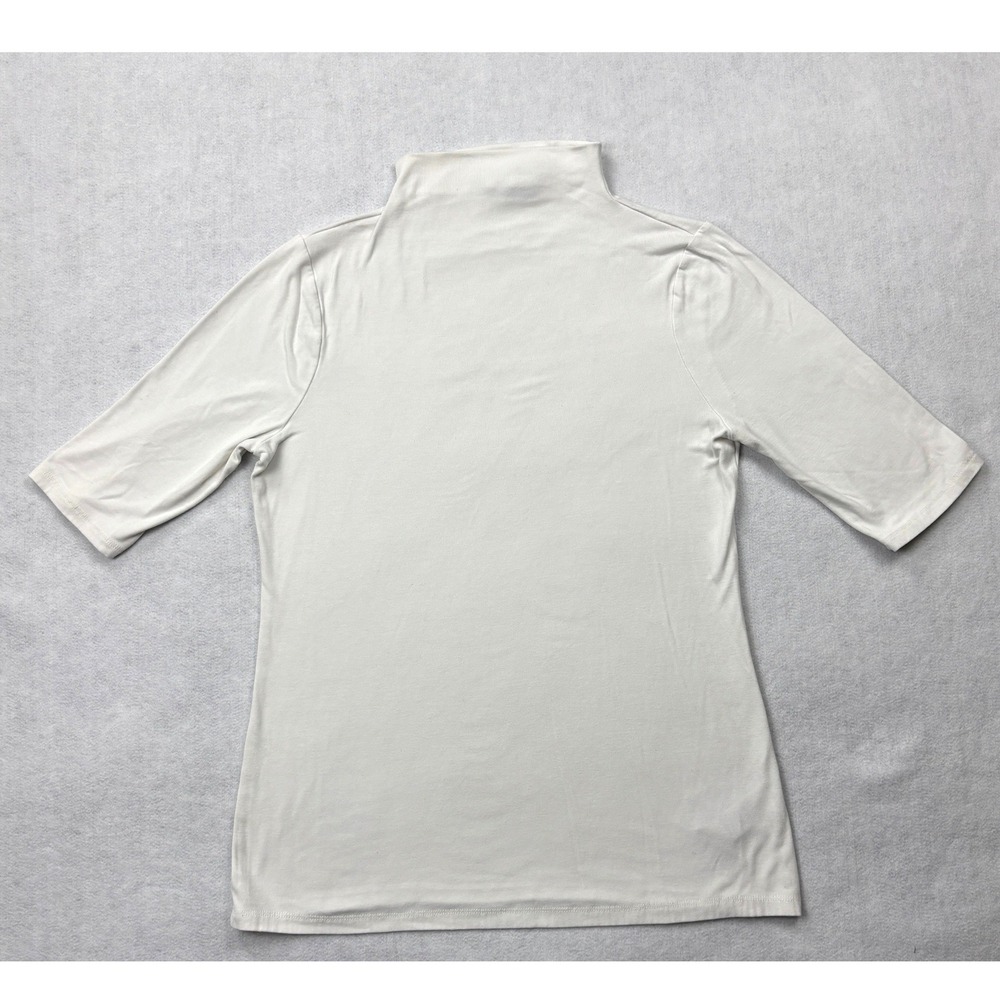 White House Black Market White Mock Neck Elbow Sleeve Top 570168013 Size M